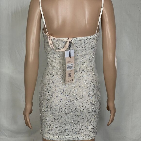 NEW OH POLLY Women's Dress Embellished Bodycon Mini White Size 4 - Picture 2 of 8